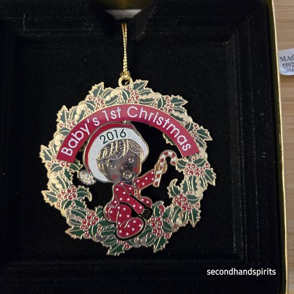 Christmas 2016 Baby's First Christmas Brass Ornament By ChemArt - Picture 8 of 8